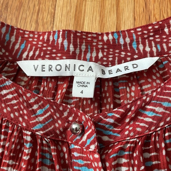 VERONICA BEARD Nicola Silk Geo Print Long Sleeve Button-front Blouse silk 4 B8 - Picture 3 of 5